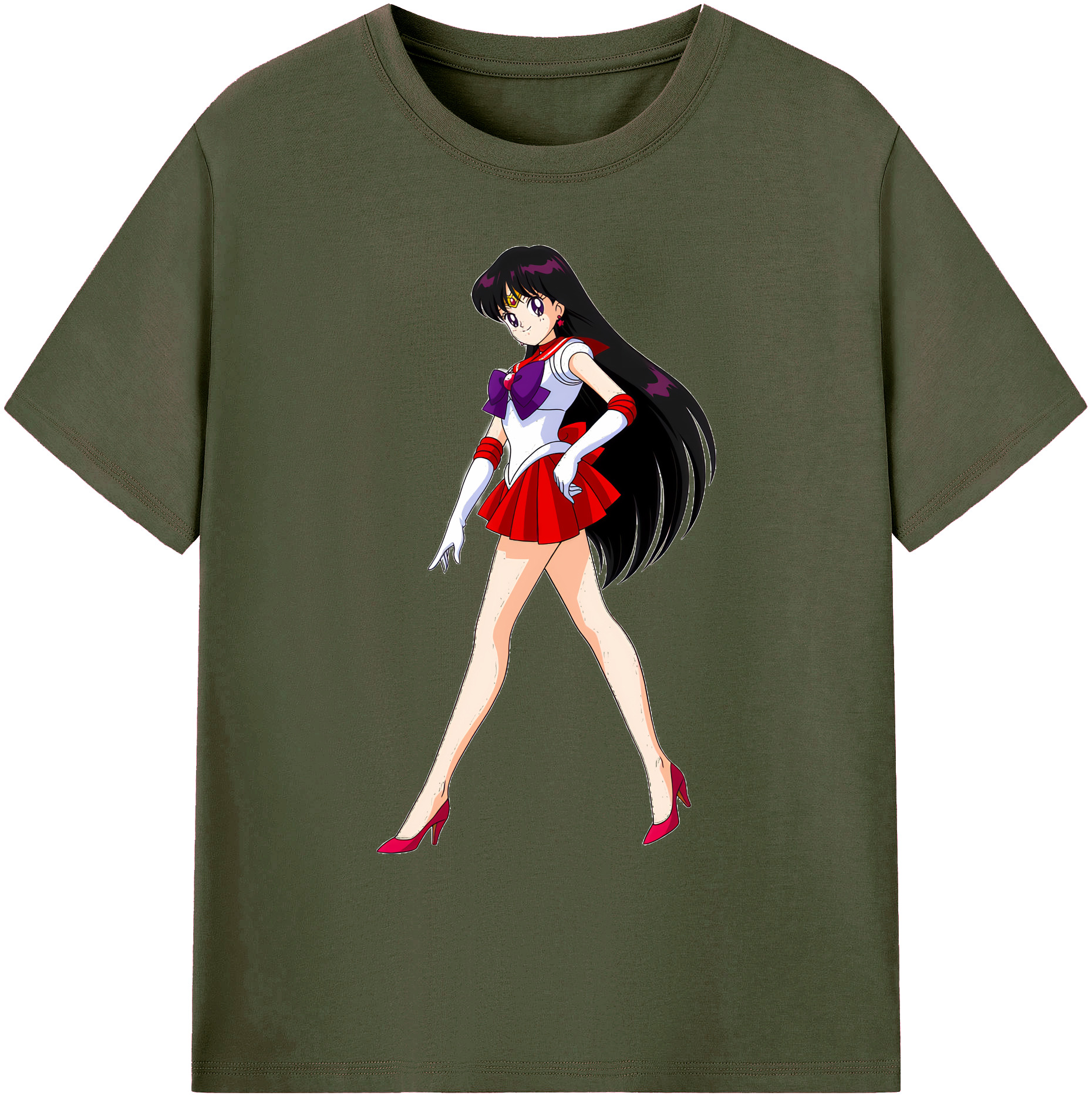 （画像用） 美少女戦士セーラームーン 火野レイ ひの レイ Sailor Moon Hino Rei （セーラーマーズ,Sailor Mars） 綿100％ メンズ半袖Tシャツ｜肌触りやわらか＆通気性